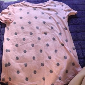 light pink shirt w flower prints